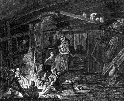 Interno di una casa di tessitori a Ilay, illustrazione da 